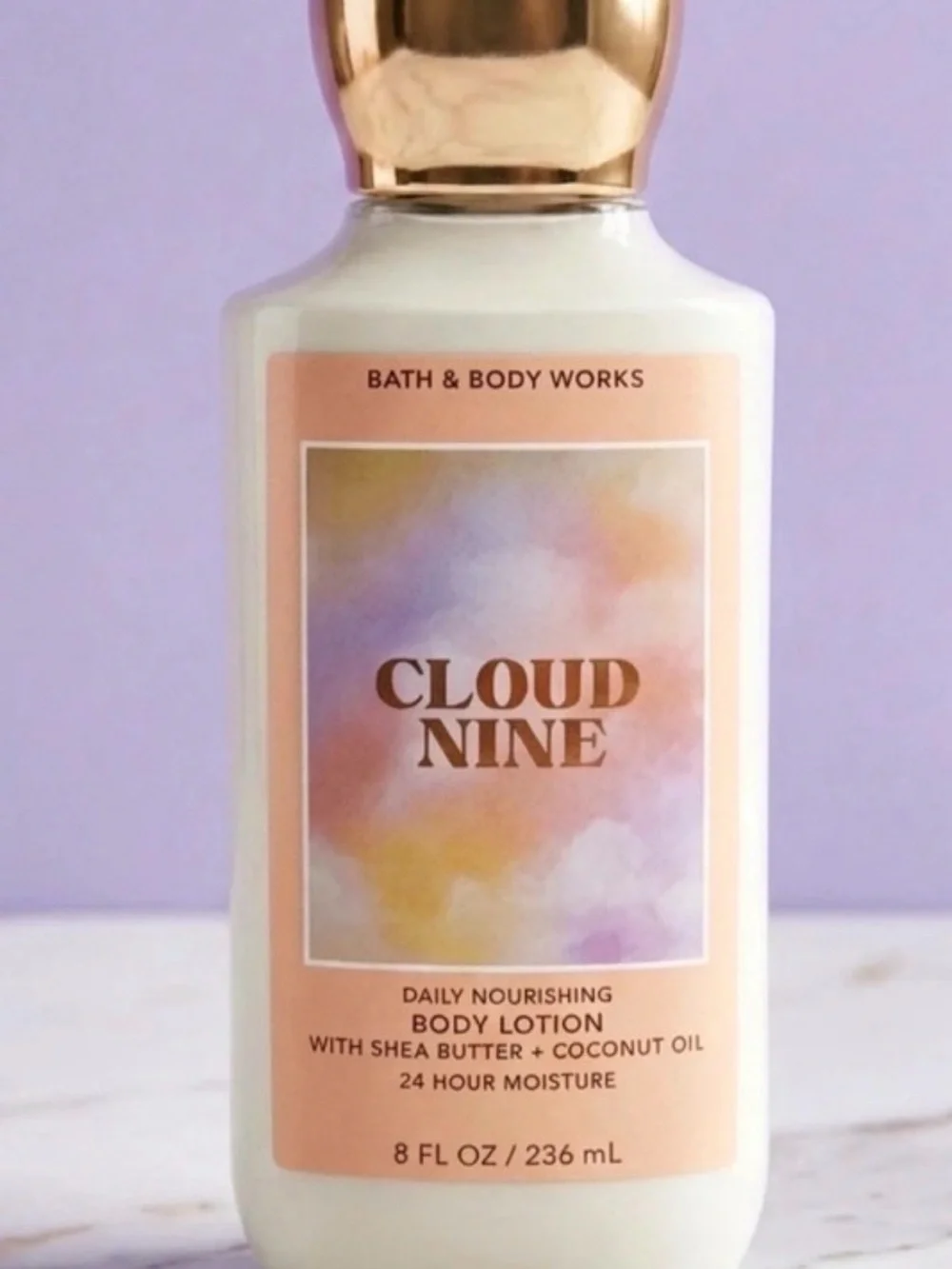 Bath & Body Works Cloud Nine Body Lotion - Gold Cap, Cream Bottle, Peach Label